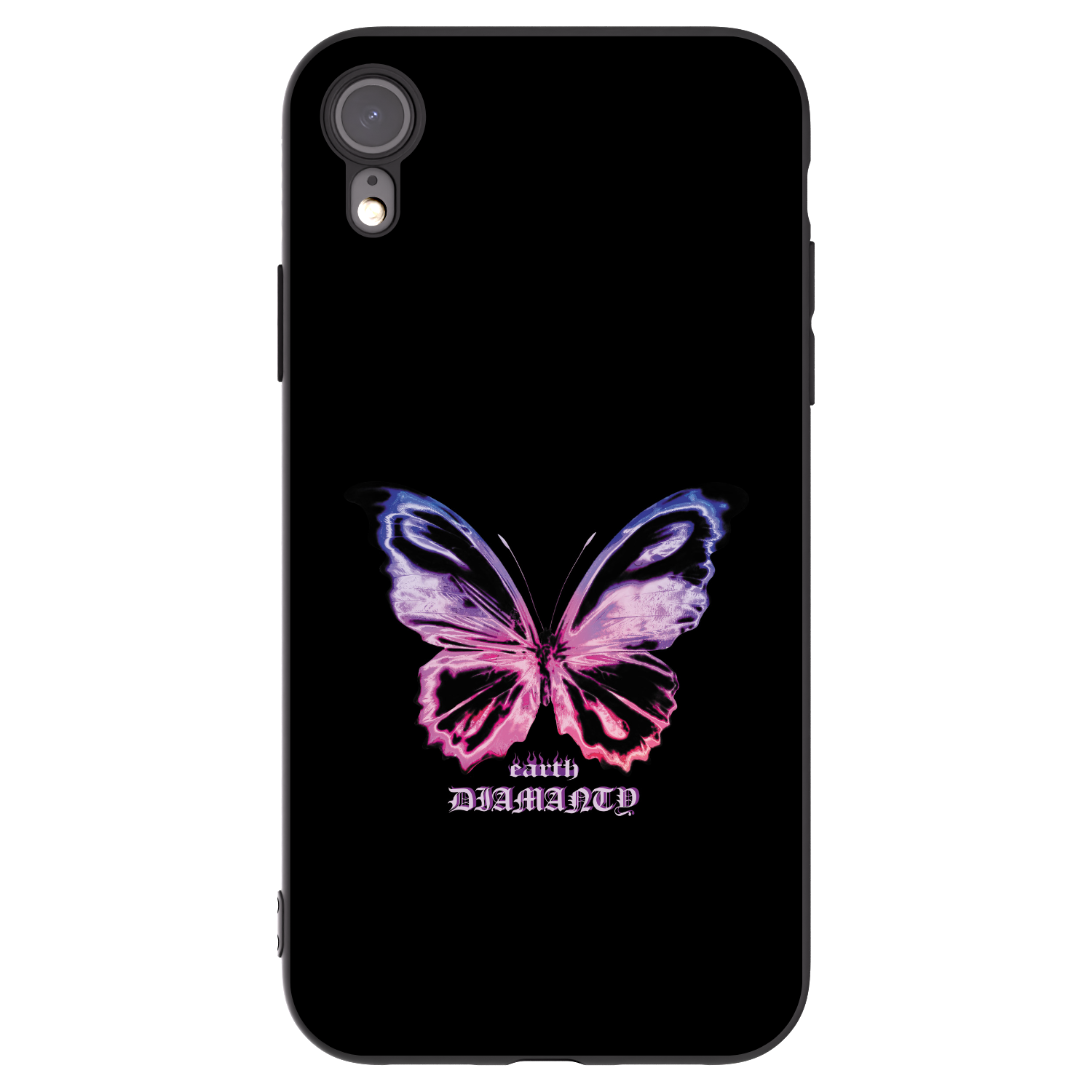 Picasee Μαύρη θήκη σιλικόνης για Apple iPhone XR - Diamanty Purple