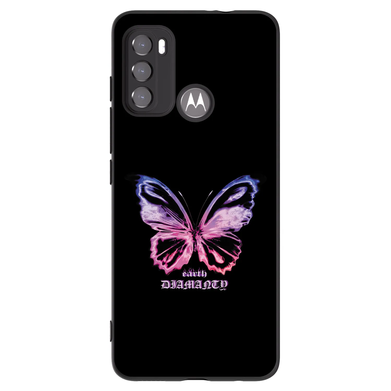 Picasee Μαύρη θήκη σιλικόνης για Motorola Moto G60 - Diamanty Purple