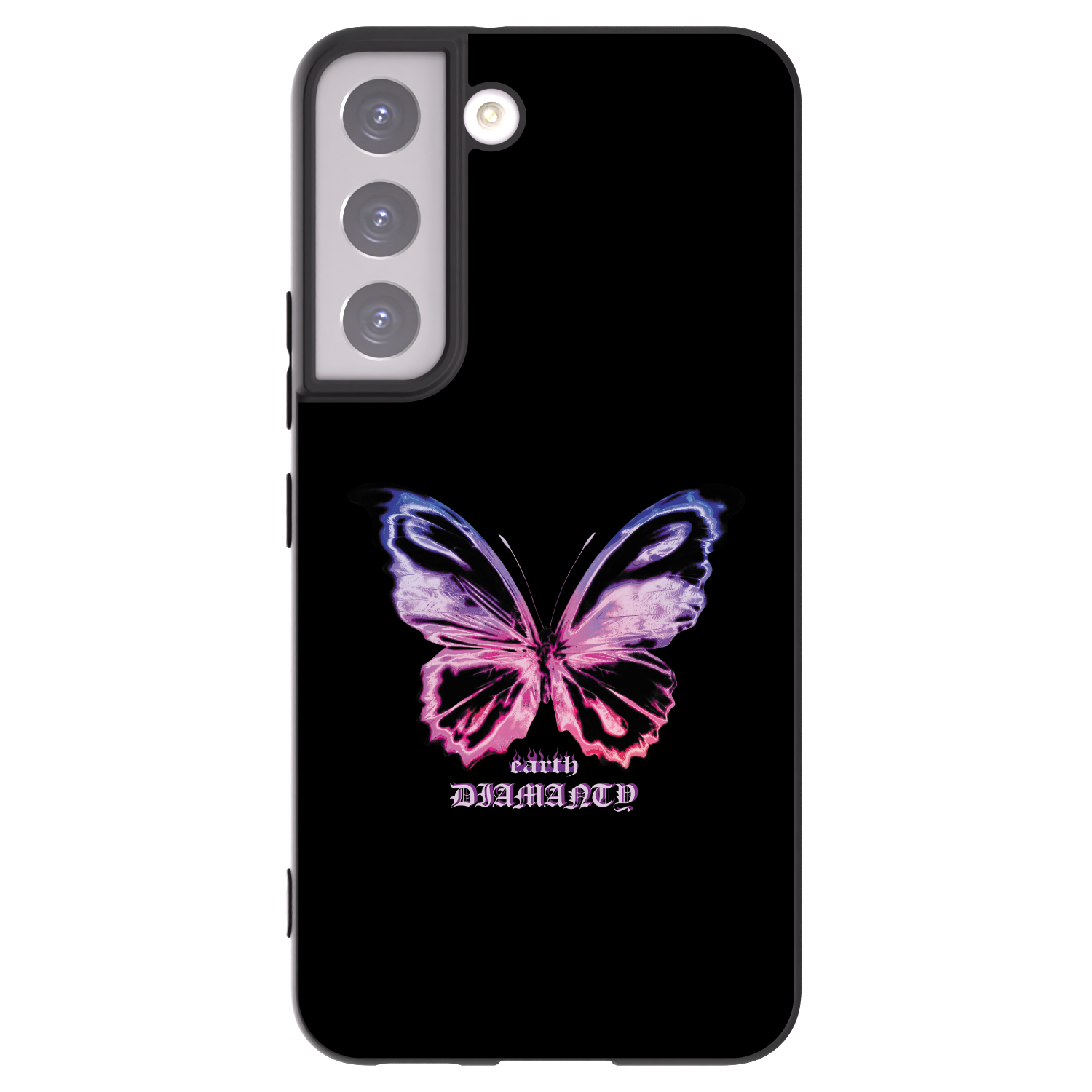 Picasee Μαύρη θήκη σιλικόνης για Samsung Galaxy S22 5G - Diamanty Purple