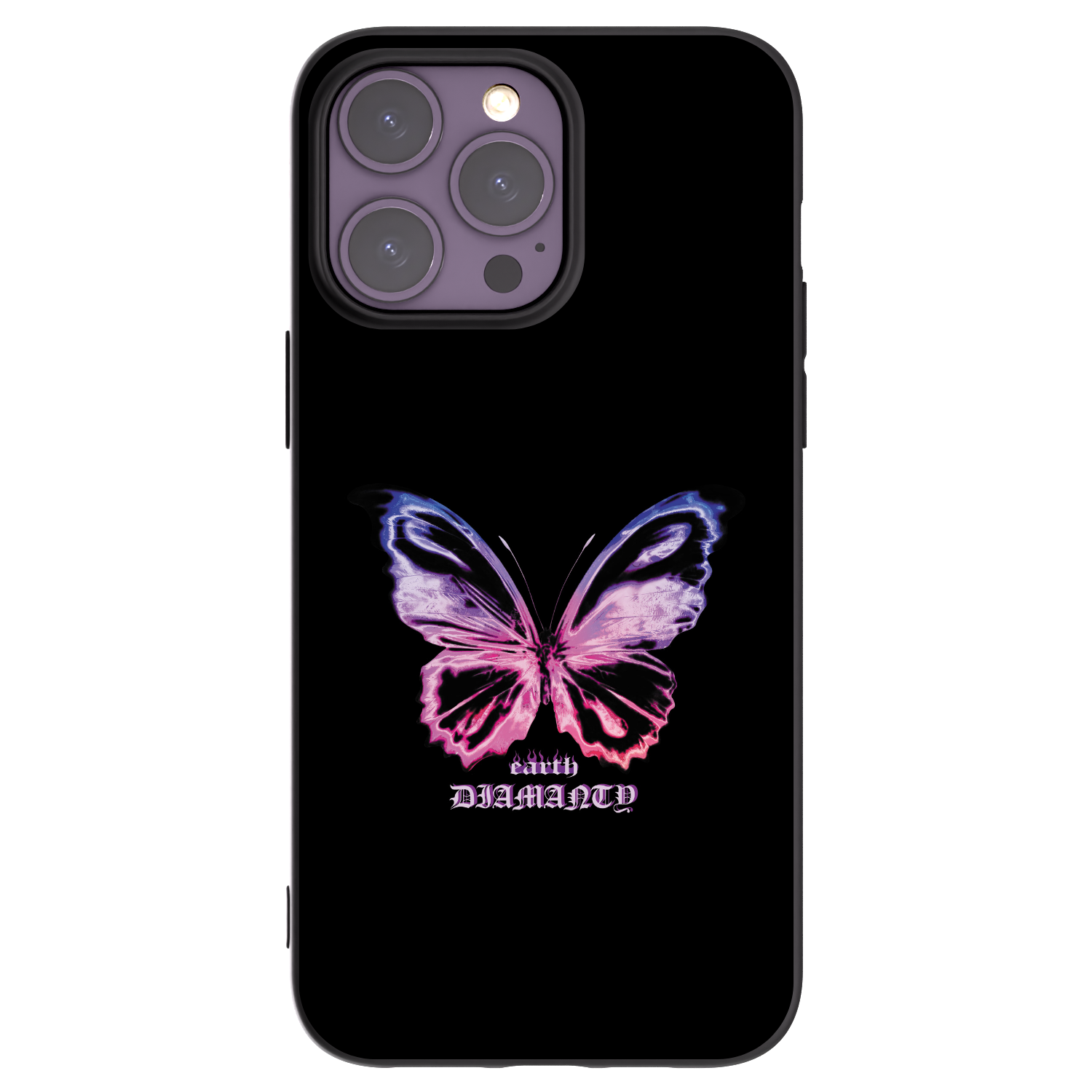 Picasee Μαύρη θήκη σιλικόνης για Apple iPhone 14 Pro Max - Diamanty Purple