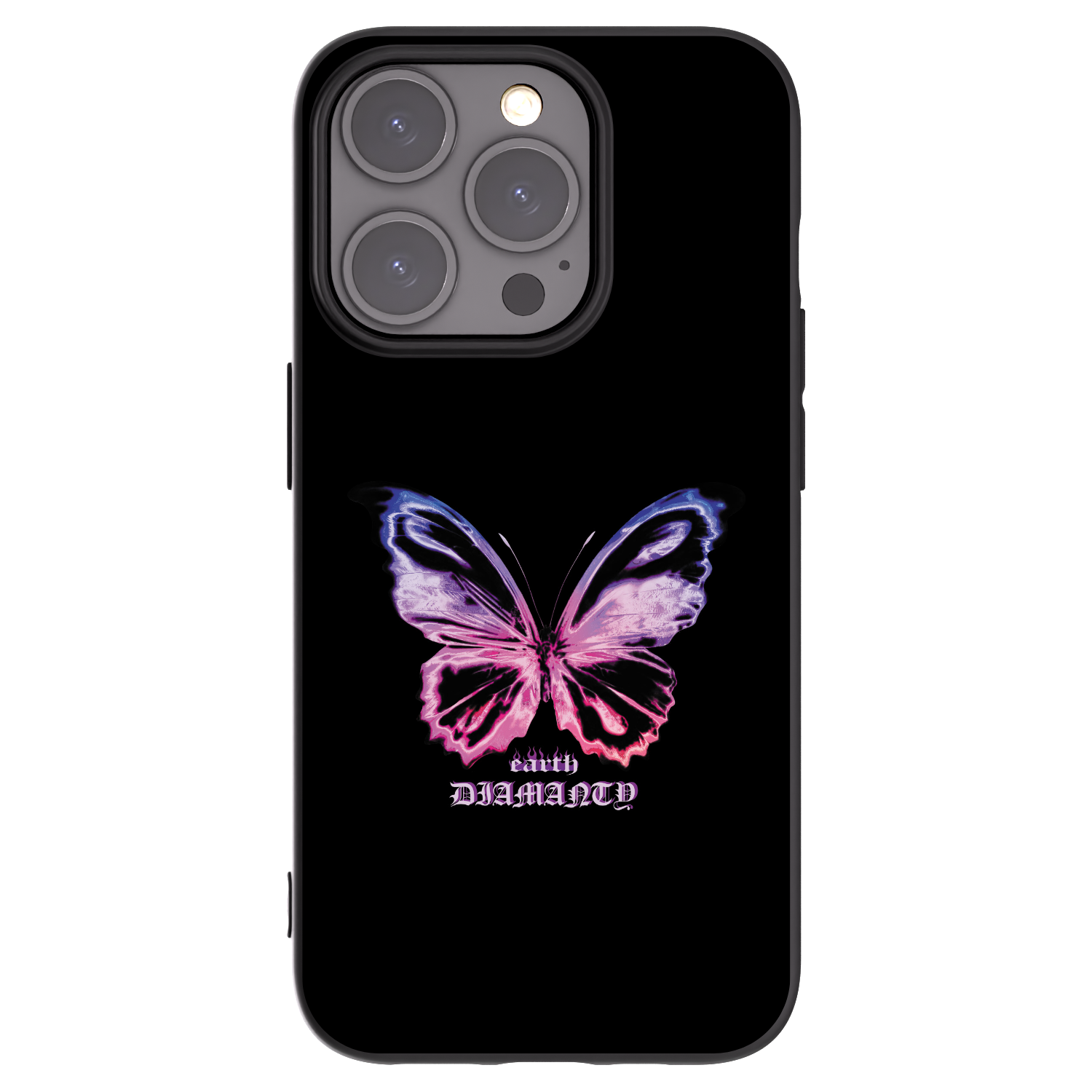 Picasee Μαύρη θήκη σιλικόνης για Apple iPhone 15 Pro - Diamanty Purple