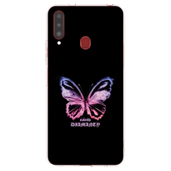 Picasee διαφανής θήκη σιλικόνης Samsung Galaxy A20s - Diamanty Purple