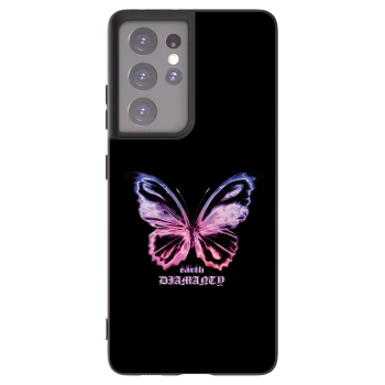 Picasee Μαύρη θήκη σιλικόνης για Samsung Galaxy S21 Ultra 5G G998B - Diamanty Purple