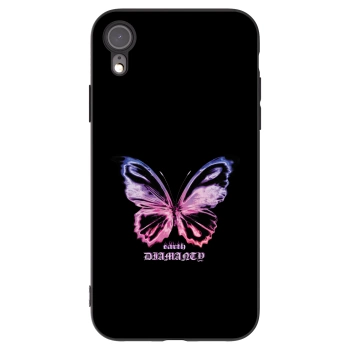Picasee Μαύρη θήκη σιλικόνης για Apple iPhone XR - Diamanty Purple