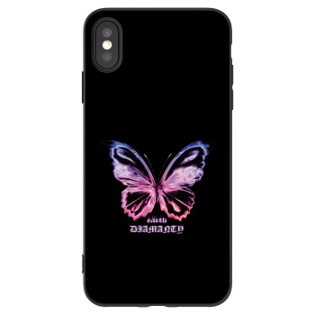 Picasee Μαύρη θήκη σιλικόνης για Apple iPhone XS Max - Diamanty Purple
