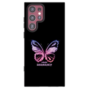 Picasee Μαύρη θήκη σιλικόνης για Samsung Galaxy S22 Ultra 5G - Diamanty Purple
