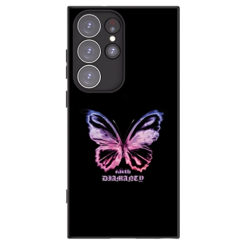Picasee Μαύρη θήκη σιλικόνης για Samsung Galaxy S23 Ultra 5G - Diamanty Purple