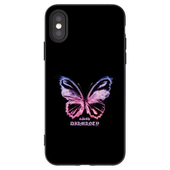 Picasee Μαύρη θήκη σιλικόνης για Apple iPhone X/XS - Diamanty Purple
