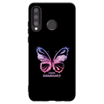 Picasee Μαύρη θήκη σιλικόνης για Huawei P30 Lite - Diamanty Purple