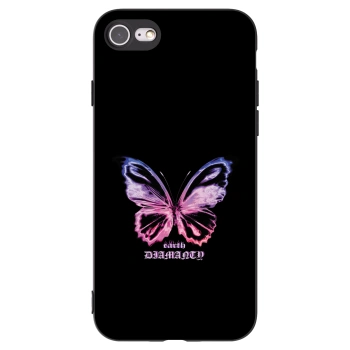 Picasee Μαύρη θήκη σιλικόνης για Apple iPhone SE 2020 - Diamanty Purple