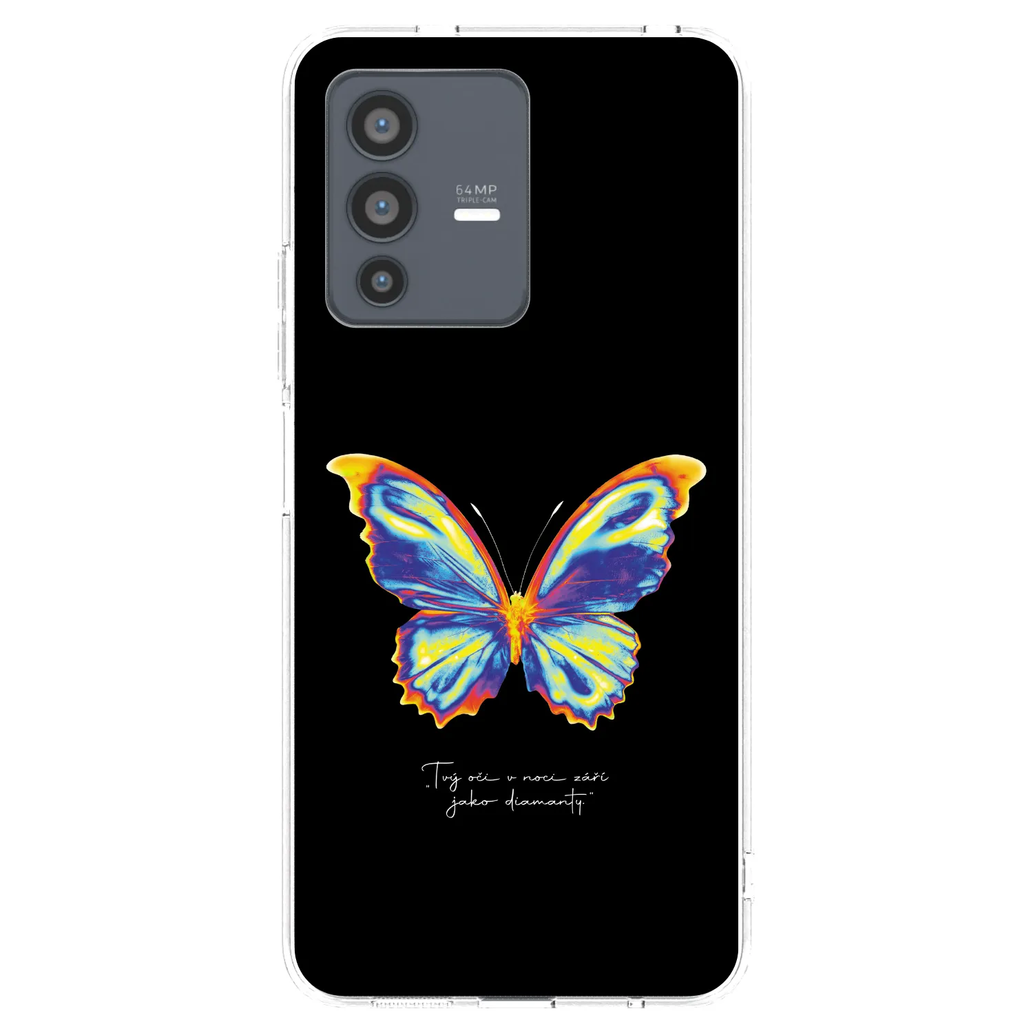 Picasee διαφανής θήκη σιλικόνης Vivo V23 5G - Diamanty Black