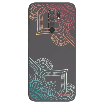 Picasee Μαύρη θήκη σιλικόνης για Xiaomi Redmi 9 - Flowers pattern