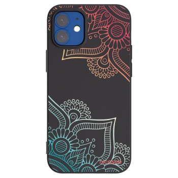 Picasee Μαύρη θήκη σιλικόνης για Apple iPhone 12 mini - Flowers pattern
