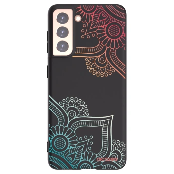 Picasee Μαύρη θήκη σιλικόνης για Samsung Galaxy S21 5G G991B - Flowers pattern