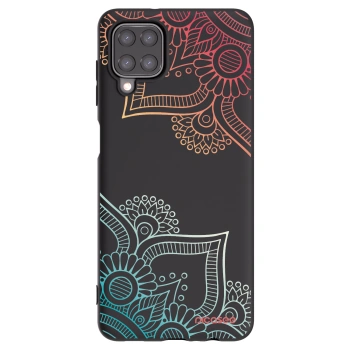Picasee Μαύρη θήκη σιλικόνης για Samsung Galaxy A12 A125F - Flowers pattern