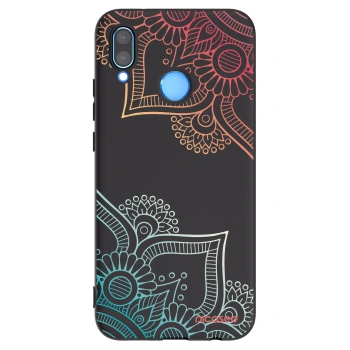 Picasee Μαύρη θήκη σιλικόνης για Huawei P20 Lite - Flowers pattern