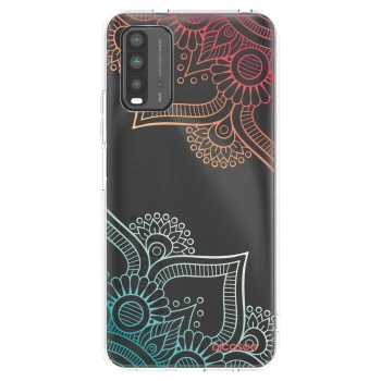 Picasee Μαύρη θήκη σιλικόνης για Xiaomi Redmi 9T - Flowers pattern