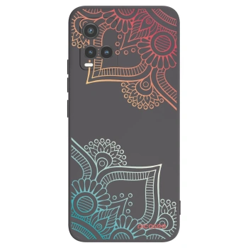 Picasee Μαύρη θήκη σιλικόνης για Vivo Y33s - Flowers pattern
