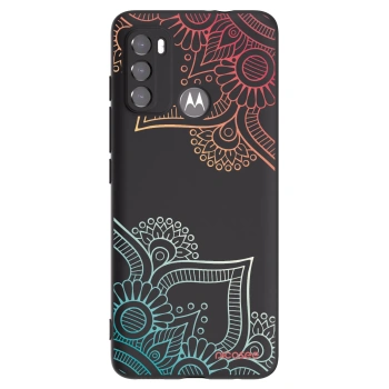Picasee Μαύρη θήκη σιλικόνης για Motorola Moto G60 - Flowers pattern