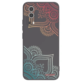 Picasee Μαύρη θήκη σιλικόνης για Vivo Y72 5G - Flowers pattern