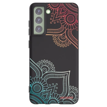 Picasee Μαύρη θήκη σιλικόνης για Samsung Galaxy S21 FE 5G - Flowers pattern