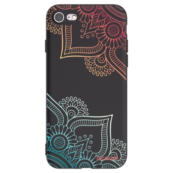 Picasee Μαύρη θήκη σιλικόνης για Apple iPhone SE 2022 - Flowers pattern