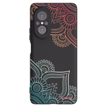 Picasee Μαύρη θήκη σιλικόνης για Huawei Nova 9 SE - Flowers pattern