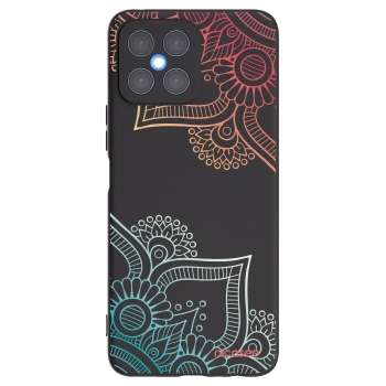 Picasee Μαύρη θήκη σιλικόνης για Honor X8 4G - Flowers pattern