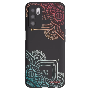 Picasee Μαύρη θήκη σιλικόνης για OPPO A16 - Flowers pattern