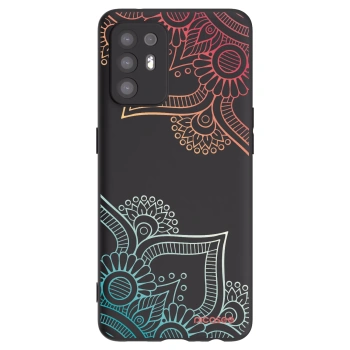 Picasee Μαύρη θήκη σιλικόνης για OPPO A94 5G - Flowers pattern