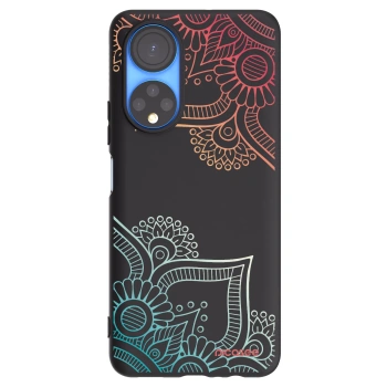 Picasee Μαύρη θήκη σιλικόνης για Honor X7 - Flowers pattern