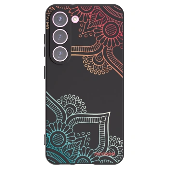 Picasee Μαύρη θήκη σιλικόνης για Samsung Galaxy S23 5G - Flowers pattern