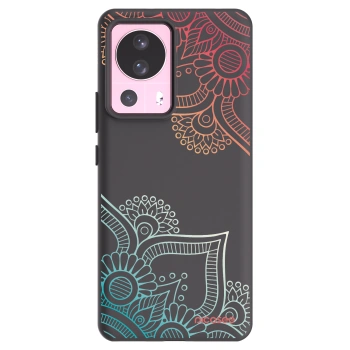 Picasee Μαύρη θήκη σιλικόνης για Xiaomi 13 Lite - Flowers pattern