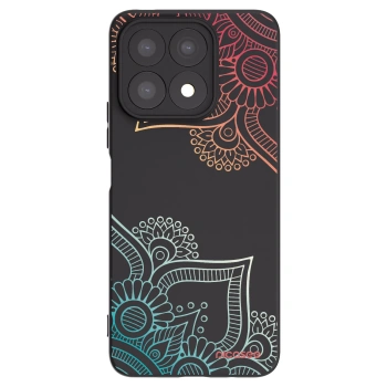 Picasee Μαύρη θήκη σιλικόνης για Honor X8a - Flowers pattern