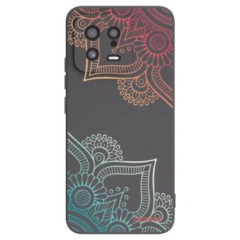 Picasee Μαύρη θήκη σιλικόνης για Xiaomi 13 - Flowers pattern