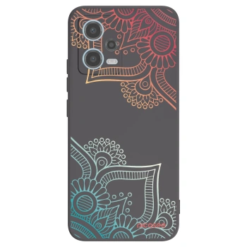 Picasee Μαύρη θήκη σιλικόνης για Xiaomi Redmi Note 12 5G - Flowers pattern