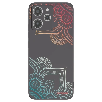 Picasee Μαύρη θήκη σιλικόνης για Xiaomi Redmi 12 4G - Flowers pattern