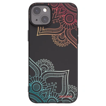 Picasee Μαύρη θήκη σιλικόνης για Apple iPhone 15 Plus - Flowers pattern