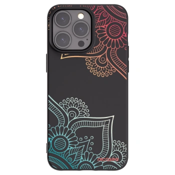 Picasee Μαύρη θήκη σιλικόνης για Apple iPhone 15 Pro Max - Flowers pattern