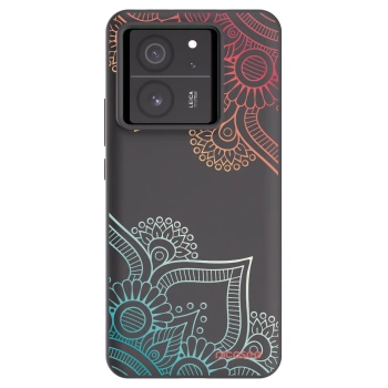Picasee Μαύρη θήκη σιλικόνης για Xiaomi 13T Pro - Flowers pattern