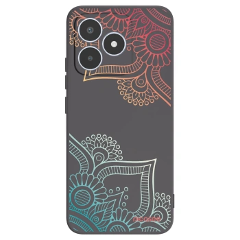 Picasee Μαύρη θήκη σιλικόνης για Realme C53 - Flowers pattern