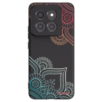Picasee Μαύρη θήκη σιλικόνης για Xiaomi 14 Pro - Flowers pattern