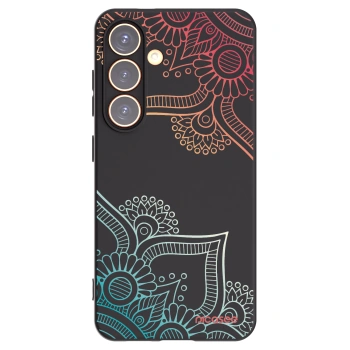 Picasee Μαύρη θήκη σιλικόνης για Samsung Galaxy S24 S921B 5G - Flowers pattern