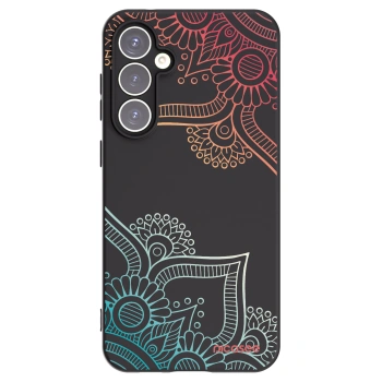 Picasee Μαύρη θήκη σιλικόνης για Samsung Galaxy S23 FE S711B - Flowers pattern