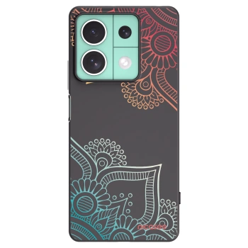 Picasee Μαύρη θήκη σιλικόνης για Xiaomi Redmi Note 13 5G - Flowers pattern