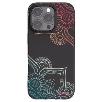 Picasee Μαύρη θήκη σιλικόνης για Apple iPhone 16 Pro - Flowers pattern