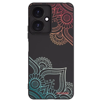 Picasee Μαύρη θήκη σιλικόνης για Xiaomi Redmi 13C 5G - Flowers pattern