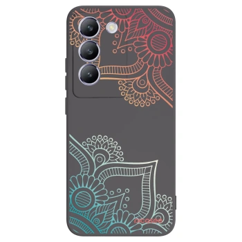 Picasee Μαύρη θήκη σιλικόνης για Vivo V40 SE 5G - Flowers pattern