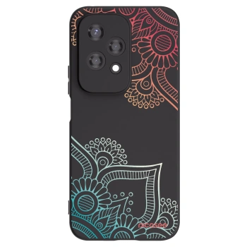 Picasee Μαύρη θήκη σιλικόνης για Honor 200 Lite - Flowers pattern