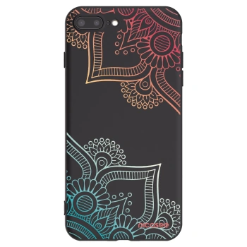 Picasee Μαύρη θήκη σιλικόνης για Apple iPhone 7 Plus - Flowers pattern
